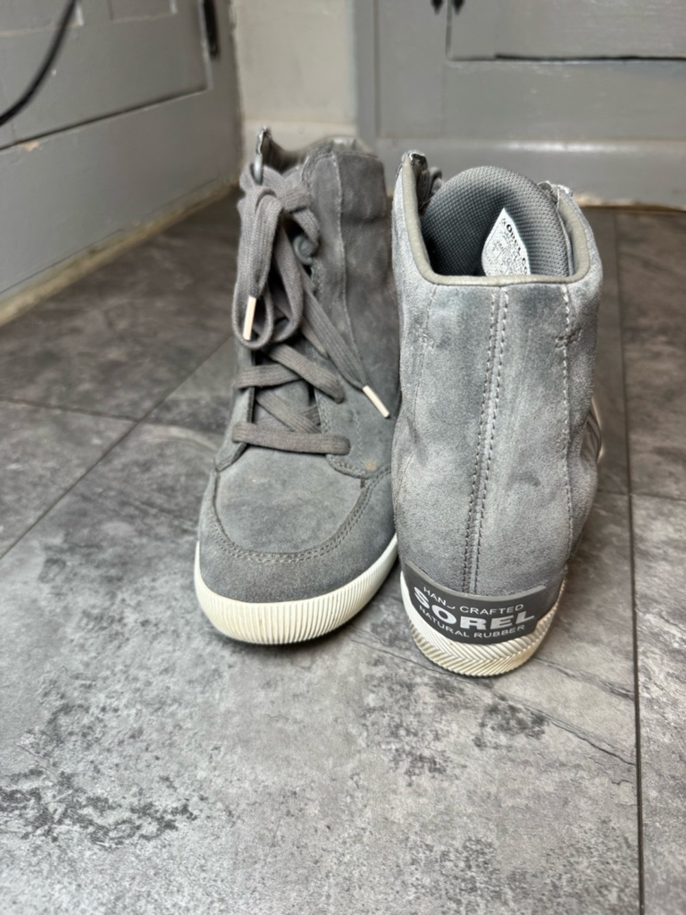 Sorel Gray Suede High-Top Women's Sneakers